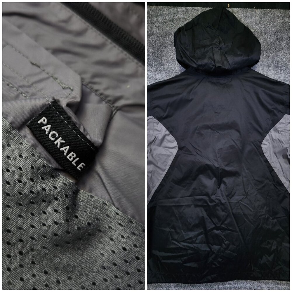 Columbia Men's Large Black & Gray Full Zip Windbreaker Jacket Mesh Lining Snap - Picture 16 of 16